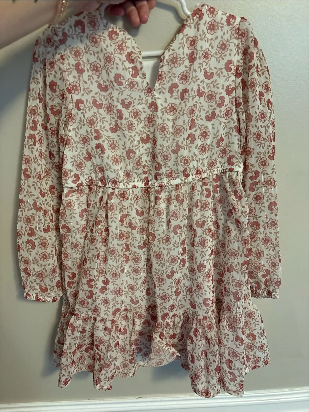 Nannette Cream Dress with Pink Floral Print